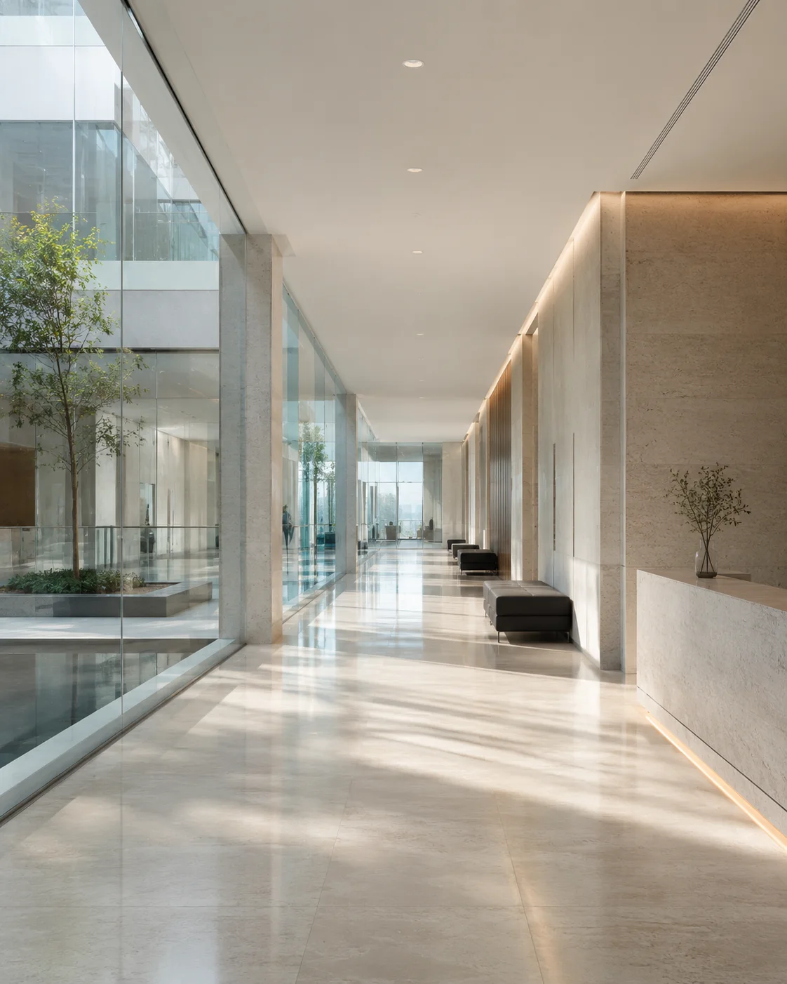 Interior contemporáneo de carácter jurídico e institucional